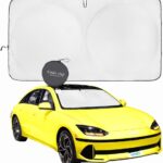 Windshield Sun Shade - Certified 99.87% UVB & 99.02% UVA Protection Car Sun Shade. Award Winning Sunshade for Car Windshield with Patented Technology. Size M 61"x32" Car Window Shades by Kinder Fluff