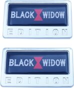 2pc Black Widow Edition Emblem 3D Badges Decal Sticker Nameplate Logo for Universal Vehicle, Car, Truck, SUV Motorcycle Accessories Decoration (Chrome Black)