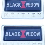 2pc Black Widow Edition Emblem 3D Badges Decal Sticker Nameplate Logo for Universal Vehicle, Car, Truck, SUV Motorcycle Accessories Decoration (Chrome Black)