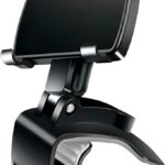 Car Phone Mount, 360° Rotatable ABS Auto Rearview Mirror Cellphone Bracket Clip with Non-Slip Base, Multifunctional Vehicle Interior Dash Phone Holder for 3 to 7 Inch Smartphones