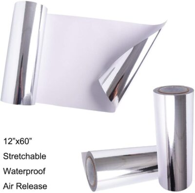 VINYL FROG Car Wrap Vinyl 12 Inches x 60 Inches Chrome Mirror Silver Self Adhesive Film DIY Decals Roll Air Release Technology - Image 2