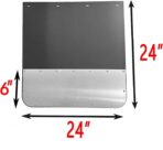 Pair Universal Mud Flaps w/Stainless Steel Plates for Semi-Truck Trailer Truck, 24x24 Splash Guard with Heavy Duty Mud Flap Weights Bottom Chrome for Peterbilt Kenworth Volvo (24in x 24in) - Image 6