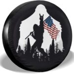 Siski American Flag Camping Spare Tire Cover Wheel Protectors Weatherproof Universal for Trailer Rv SUV Truck Camper Travel(14" fits for tire Diameter 60-69cm/23.6-27in)