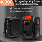 Portable Cordless Pressure Washer, 40000 mAh Battery Powered Pressure Washer with 2 Rechargeable 4.0AH Batteries and 6-in-1 Nozzle for Car Floor Wall Fence Cleaning Garden Watering - Image 3