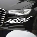 2-Piece Set 30cm Car Flame Stickers Suitable for Cars, Helmets, Motorcycles, Bicycles, Skateboards, Racing Stripes, Waterproof Decorative Stickers (White)