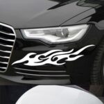 2-Piece Set 30cm Car Flame Stickers Suitable for Cars, Helmets, Motorcycles, Bicycles, Skateboards, Racing Stripes, Waterproof Decorative Stickers (White)