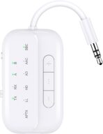 Bluetooth Transmitter Receiver, 2-in-1 V5.3 Wireless Adapter for Airplane, TV, PC, Gym, Switch. Supports up to 2 AirPods/Headphones. Audio Receiver for Car/Home Stereo,with AptX Low Latency & HD