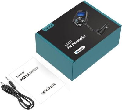 Nulaxy Bluetooth Car FM Transmitter Audio Adapter Receiver Wireless Handsfree Voltmeter Car Kit TF Card AUX 1.44 Display – KM18 Peacock Blue - Image 7
