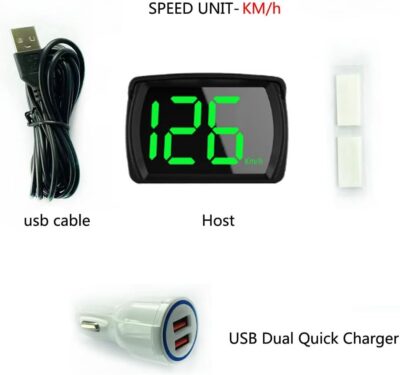 Shkalacar Car HUD Headup Display KM/H MPH GPS Digital Speedometer with LED Large Font Display + Car Charge Adapter for Car Truck SUV Motorcycle - Image 7