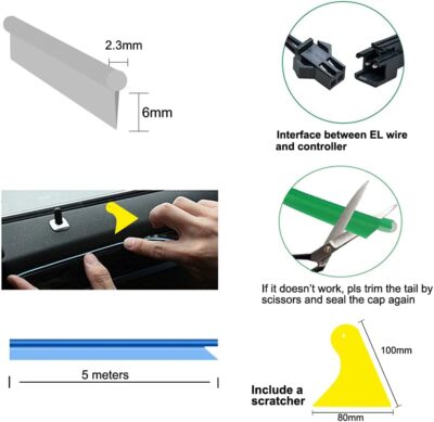 MaxLax Pink EL Wire Car Interior LED Kit - 16.4ft Flexible neon-Style Wire with 12V Fused Power Supply. Features 6mm Reinforced Edge for Easy auto Installation - Image 6