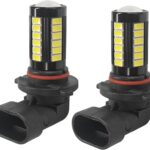 2PCS 9006 Car LED Fog Light Bulbs, 12V Bright Anti-fog Lights, 5630 33-SMD Plug and Play Power LED Bulbs, Universal 6500K DRL Replacement for Car Truck SUV (9006)