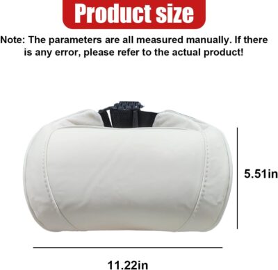 Car Neck Pillow, Memory Foam Ergonomic Auto Headrest Cushion Pillow, Relieve Driving Fatigue Car Neck Support Pillows, Comfortable Leather Vehicle Seat Pillows with Adjustable Strap (White) - Image 2