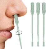 Nasal Hair Cutter, 2025 Double-Sided Nose Hairs Removal, Manual 360° Rotating Nostril Hair Removal Tool, Manual Nose Hairs Cutter, Nasal Hair Trimmer with Ear Picker for Women Men (Green, 3PCS)