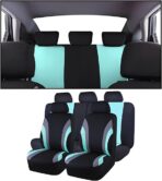 AUCELI Car Seat Covers Full Set, Breathable Front and Rear Seat Covers with 2mm Composite Sponge Inside, Premium Cloth Automotive Seat Cushion Protectors Covers for Most Cars (Green)