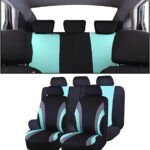 AUCELI Car Seat Covers Full Set, Breathable Front and Rear Seat Covers with 2mm Composite Sponge Inside, Premium Cloth Automotive Seat Cushion Protectors Covers for Most Cars (Green)