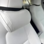 Car Neck Pillow, Memory Foam Ergonomic Auto Headrest Cushion Pillow, Relieve Driving Fatigue Car Neck Support Pillows, Comfortable Leather Vehicle Seat Pillows with Adjustable Strap (White)