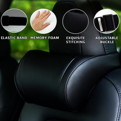Car Headrest Neck Pillow Support Memory Foam Ergonomic Design Accessory for Driving Seat Fatigue Relief Compatible with Model S X 3 Y & Cybertruck - 1 Piece - Image 7