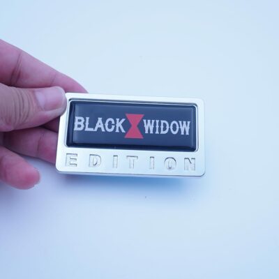 2pc Black Widow Edition Emblem 3D Badges Decal Sticker Nameplate Logo for Universal Vehicle, Car, Truck, SUV Motorcycle Accessories Decoration (Chrome Black) - Image 2