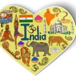 India Heart Country Travel Magnet for Car Fridge Locker Metal Door - 4.5"