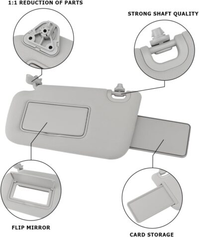 INTGET Driver Side Sun Visor for Nissan Sentra 2013 2014 2015 2016 2017 2018 2019 Accessories Cloth Car Sun Protection Visors Replacement with Mirror (for Unlighted Version) - Image 3