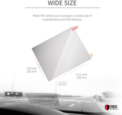 RED SHIELD Universal Head Up Display HUD Reflective Windshield Film 7.5" for All Car Makes and Models. Premium Quality High Definition HD Clarity. Compatible with All HUD Units and Smartphones. 2 PK - Image 4