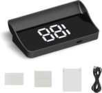 Car Heads Up Display, HUD GPS Speedometer, Large Font Brightness Adjustment Speed Projection, Plug and Play Cigarette Lighter Powered Accessory for Most Car Models (White)