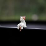 Cat Car Dashboard Decor Rear View Mirror Accessories, Set of 6 Mini Cats Cute Car Decorations Interior, Computer Monitor Figurines for Women Girl - Image 3