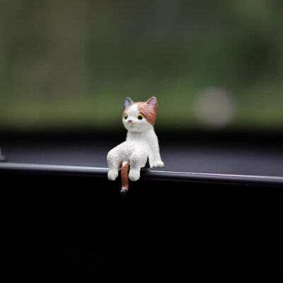 Cat Car Dashboard Decor Rear View Mirror Accessories, Set of 6 Mini Cats Cute Car Decorations Interior, Computer Monitor Figurines for Women Girl - Image 3
