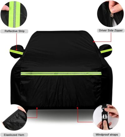 Waterproof Car Covers Replace for 2007-2025 Jeep Compass, 6 Layers All Weather Custom-fit Car Cover with Zipper Door & Windproof Bands for Snow Rain Dust Hail Protection (Compass) - Image 4