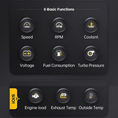 Car Head Up Display HUD with Dual Screen Linkage and Floating Projection, OBD2 Interface Speedometer Tachometer Temperature Gauge Compatible with Most 12V Vehicles After 2004, Black - Image 6