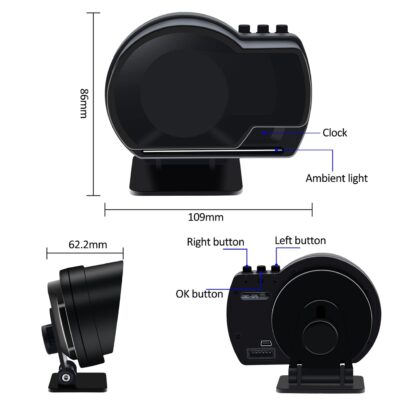KAOLALI Car HUD Head Up Display, Car HUD Display for Digital OBD+GPS Dual System Smart Gauge Display MPH RPM Over Speeding Alarm for Most Cars After 2012 - Image 6