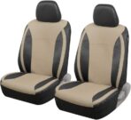 Motor Trend Beige Faux Leather Car Covers for Front Seats – Premium Automotive Bucket Seat Covers, Made for Vehicles with Removable Headrests, Interior Covers for Truck Van SUV
