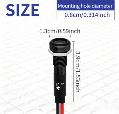 2Pcs 8MM 12V-24V LED Indicator Light with 180 Changeable Symbols, IP67 Waterproof, Pre-Wired Customizable Pilot Dash Directional Warning Lights for Car Truck Boat Marine RV Off-Road(Blue) - Image 3