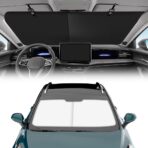 Automatic Retractable Car Sunshade, 2025 Upgrade Adjustable Auto Sunshades, Suction Cup Sunshade for Various Models, UV Rays Blocker for Drivers, Foldable 27x53inch (1Set)