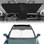 Automatic Retractable Car Sunshade, 2025 Upgrade Adjustable Auto Sunshades, Suction Cup Sunshade for Various Models, UV Rays Blocker for Drivers, Foldable 27x53inch (1Set)