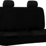 FH Group Rear Solid Bench Automotive Seat Cover | Universal Cloth Seating for SUV, Sedan, Van | Washable Car Seat Covers Interior Accessories - Black