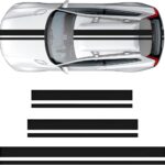 3PCS Car Hood Stripe Stickers, Sporty Style Racing Vehicle Body Roof Decorative Striped Decals, Automotive Exterior Decoration Modified Strip Graphic, Universal for Most Vehicles (Style A)