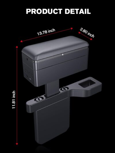 for 2-in-1 Car Armrest & Car Seat Gap Filler - Adjustable Sponge Armrest with 9-Level Height - 15W Wireless Charging & 50W Power Dock - Dual-Layer Car Storage Box - Fits Driver & Passenger - Image 9