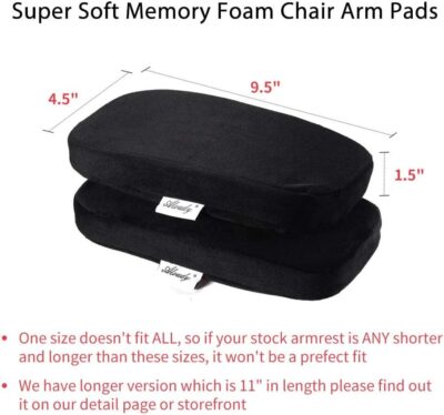Aloudy Ergonomic Memory Foam Office Chair Armrest Pads, Comfy Gaming Chair Arm Rest Covers for Elbows and Forearms Pressure Relief(Set of 2), Stretch Fit, Black - Image 2