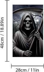 1 Pair Halloween Skull Stickers and Decals, Horror Gothic Skull Skeleton Car Center Pillar Stickers for Cars Window Door Halloween Peeking Sticker Decal 11" x 18.9" (Horror Death) - Image 4