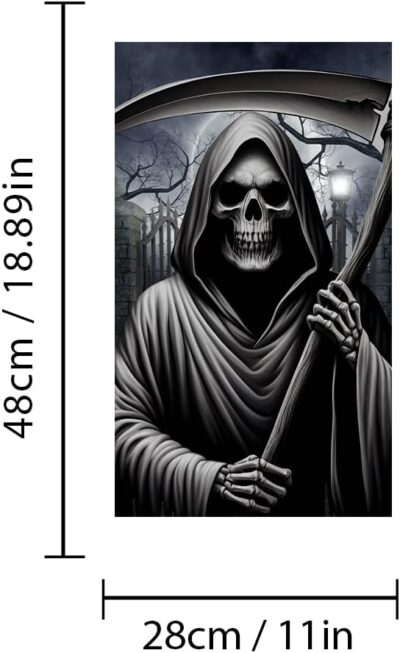 1 Pair Halloween Skull Stickers and Decals, Horror Gothic Skull Skeleton Car Center Pillar Stickers for Cars Window Door Halloween Peeking Sticker Decal 11" x 18.9" (Horror Death) - Image 4