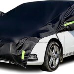 Half Car Cover All Weather Car Body Cover for All Season Sunshade Cover Snow Cover Waterproof 420D Oxford Fabric (Fit MPV/SUV)