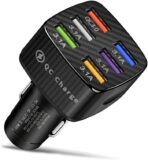 Fast Charging 6 Ports Car Phone Charger Adapter,QC3.0/3.1A Type Smart Shunt Cigarette Lighter USB Charger Compatible with iPhone 14 13 12,S22 S21 S20,iPad Pro& All Mobil Phone (Black)