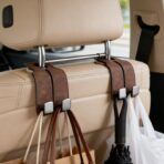 Car Seat Headrest Hooks for Purses and Bags, 2026 New Car Purse Hook Seat Back Hanger Storage Organizer, Leather Purse Hook for Car (Gray 2pcs) - Image 2
