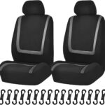 Car Seat Covers, Breathable Comfortable Automotive Seat Protectors, Anti-Slip 2 Front Seats Covers Airbags Compatible, Universal Washable Vehicle Accessories for Car, Truck, SUV (Black/Grey)