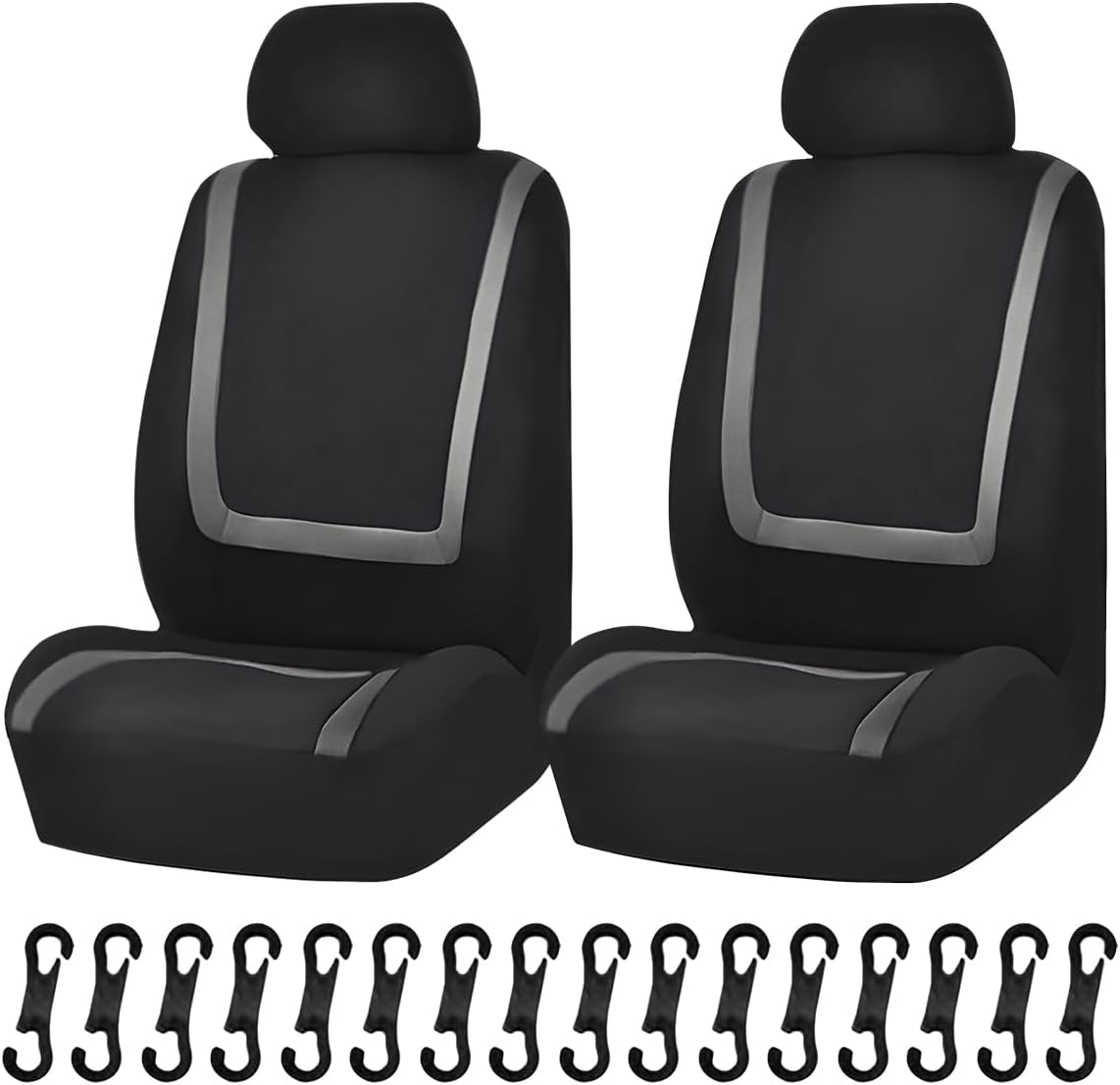 51uKFKTpsEL._AC_SL1200_.jpg Car Seat Covers, Breathable Comfortable Automotive Seat Protectors, Anti-Slip 2 Front Seats Covers Airbags Compatible, Universal Washable Vehicle Accessories for Car, Truck, SUV (Black/Grey) - Image 1