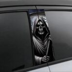 1 Pair Halloween Skull Stickers and Decals, Horror Gothic Skull Skeleton Car Center Pillar Stickers for Cars Window Door Halloween Peeking Sticker Decal 11" x 18.9" (Horror Death) - Image 5