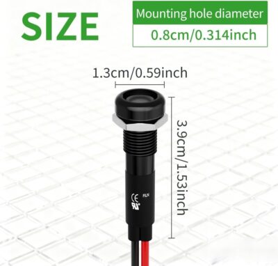 2Pcs 8MM 12V-24V LED Indicator Light with 180 Changeable Symbols, IP67 Waterproof, Pre-Wired Customizable Pilot Dash Directional Warning Lights for Car Truck Boat Marine RV Off-Road(Green) - Image 4