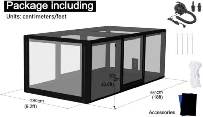 Portable Inflatable Car Cover Shield Garage Tent Airtight Ultimate Outdoor/Indoor Car Bubble Vehicle Shelter for Car Parking Painting Washing and Storage (Black, 19Ft L x9.2Ft W x6.6Ft H) - Image 2