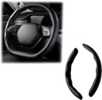 LoyaForba Car Steering Wheel Cover, Universal 15 Inch Leather Segmented Auto Steering Wheel Protector, Anti-Slip and Soft Breathable, Car Interior Accessories for Most Vehicle, SUV, Truck (Black)